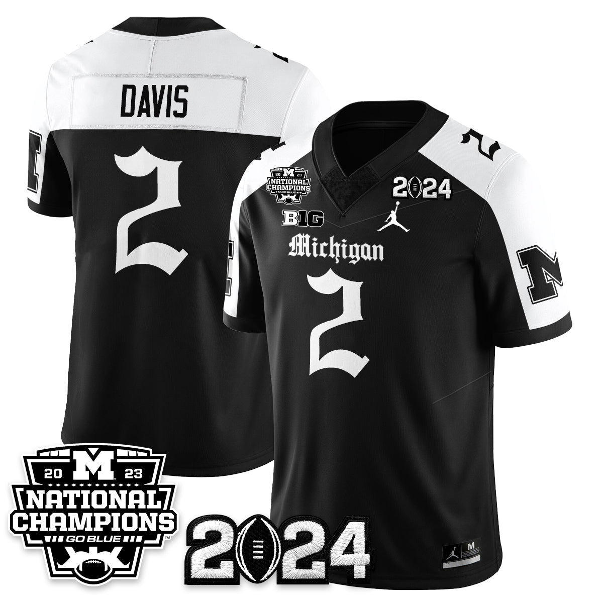 Michigan Wolverines Gothic 2023 National Champions Vapor Limited Football Jersey-Cuztomshoes