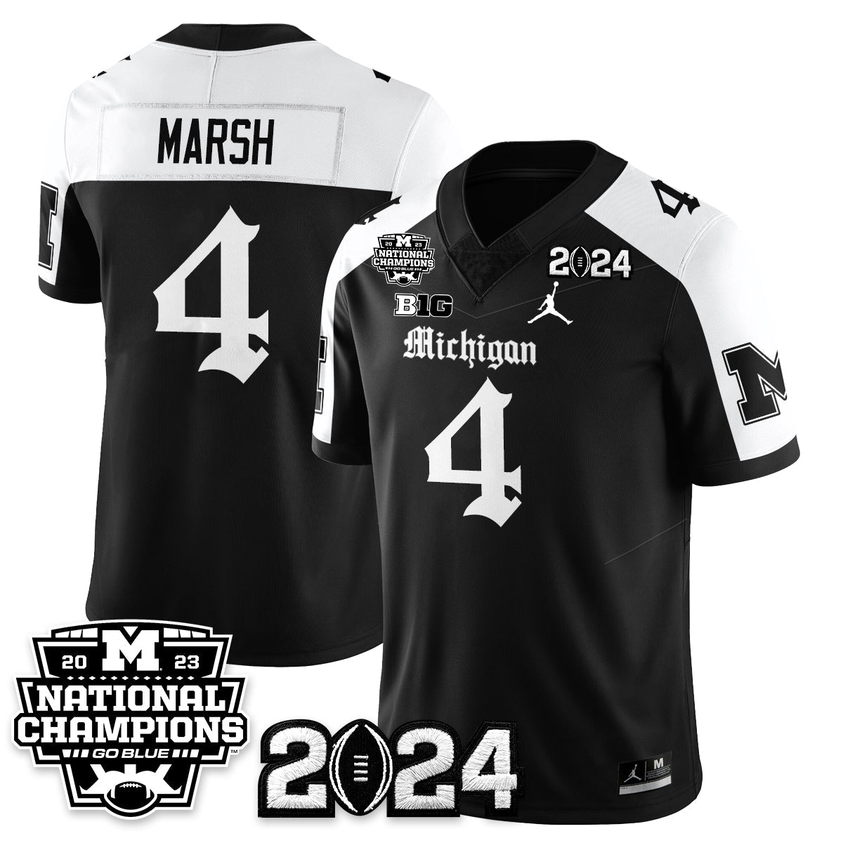 Michigan Wolverines Gothic 2023 National Champions Vapor Limited Football Jersey-Cuztomshoes