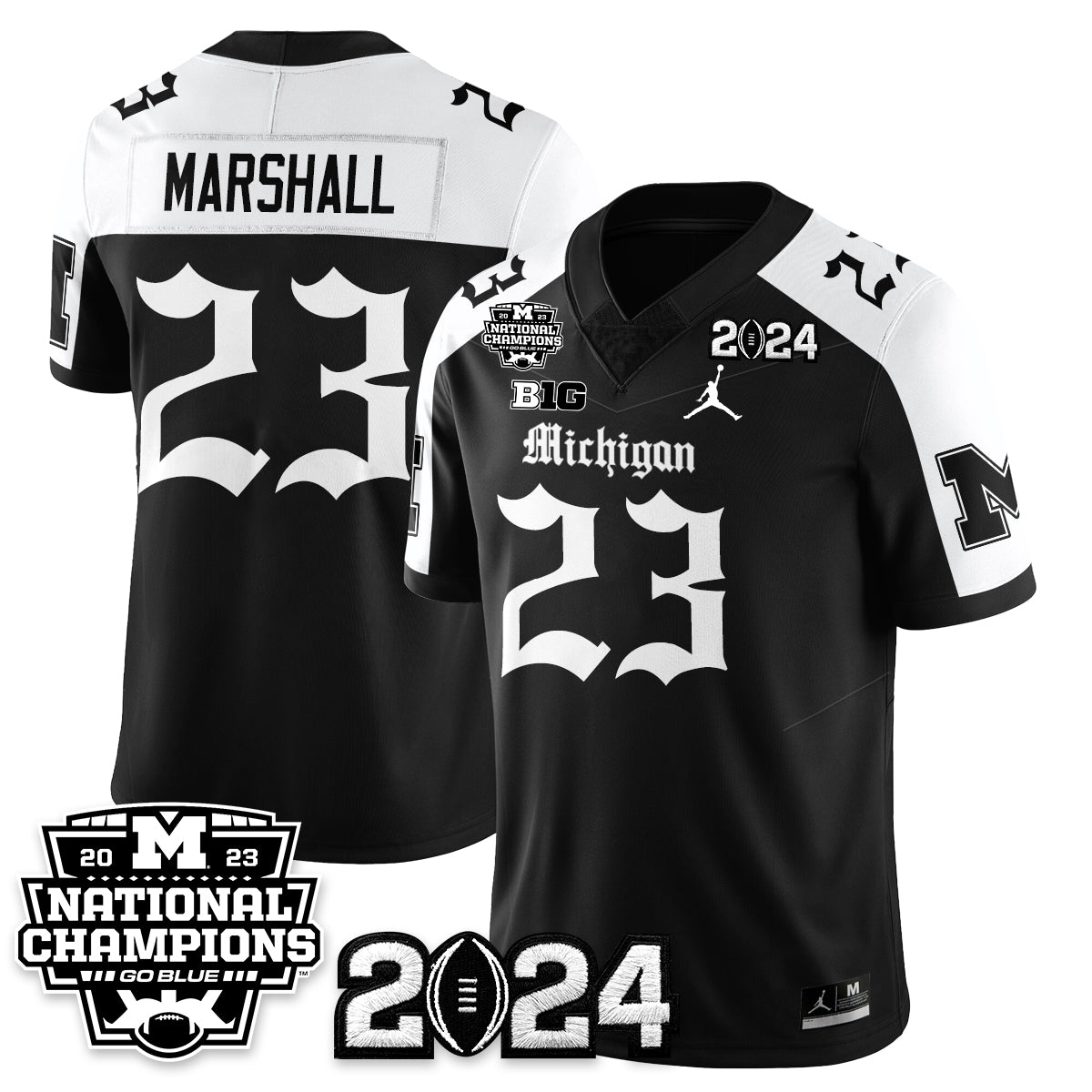 Michigan Wolverines Gothic 2023 National Champions Vapor Limited Football Jersey-Cuztomshoes