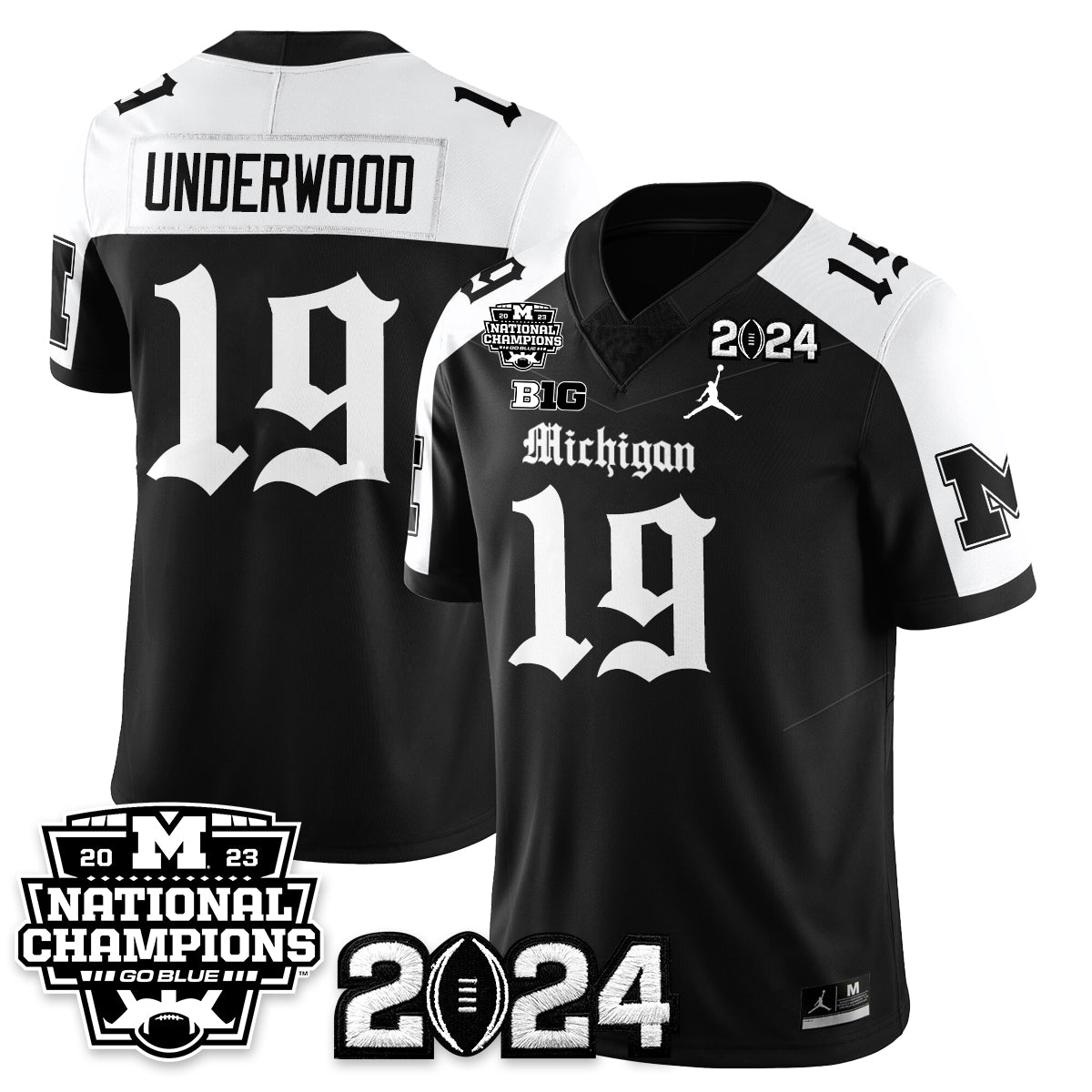 Michigan Wolverines Gothic 2023 National Champions Vapor Limited Football Jersey-Cuztomshoes