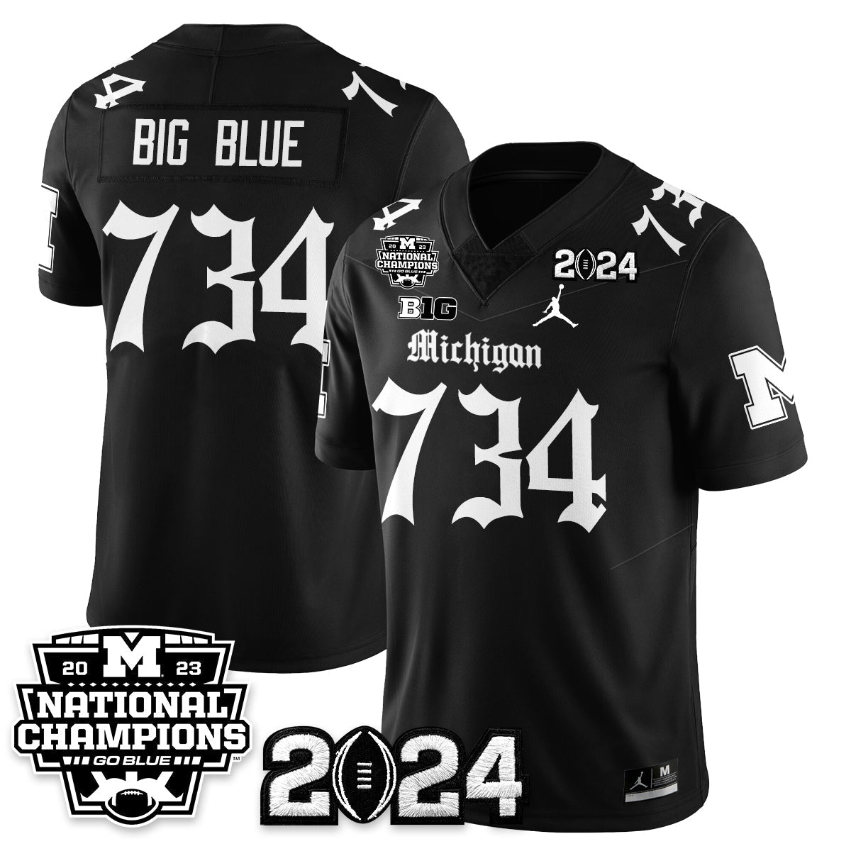 Michigan Wolverines Gothic 2023 National Champions Vapor Limited Football Jersey-Cuztomshoes