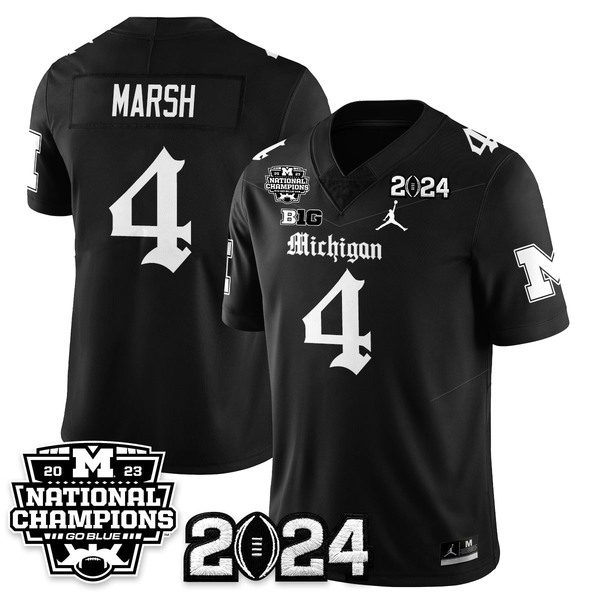 Michigan Wolverines Gothic 2023 National Champions Vapor Limited Football Jersey-Cuztomshoes