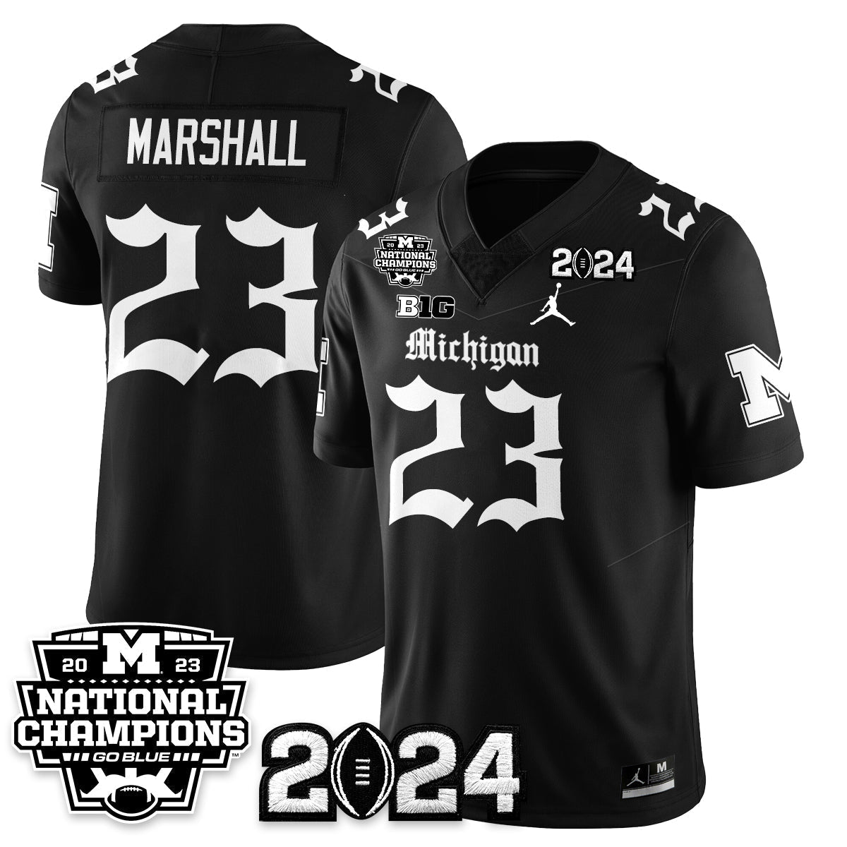 Michigan Wolverines Gothic 2023 National Champions Vapor Limited Football Jersey-Cuztomshoes