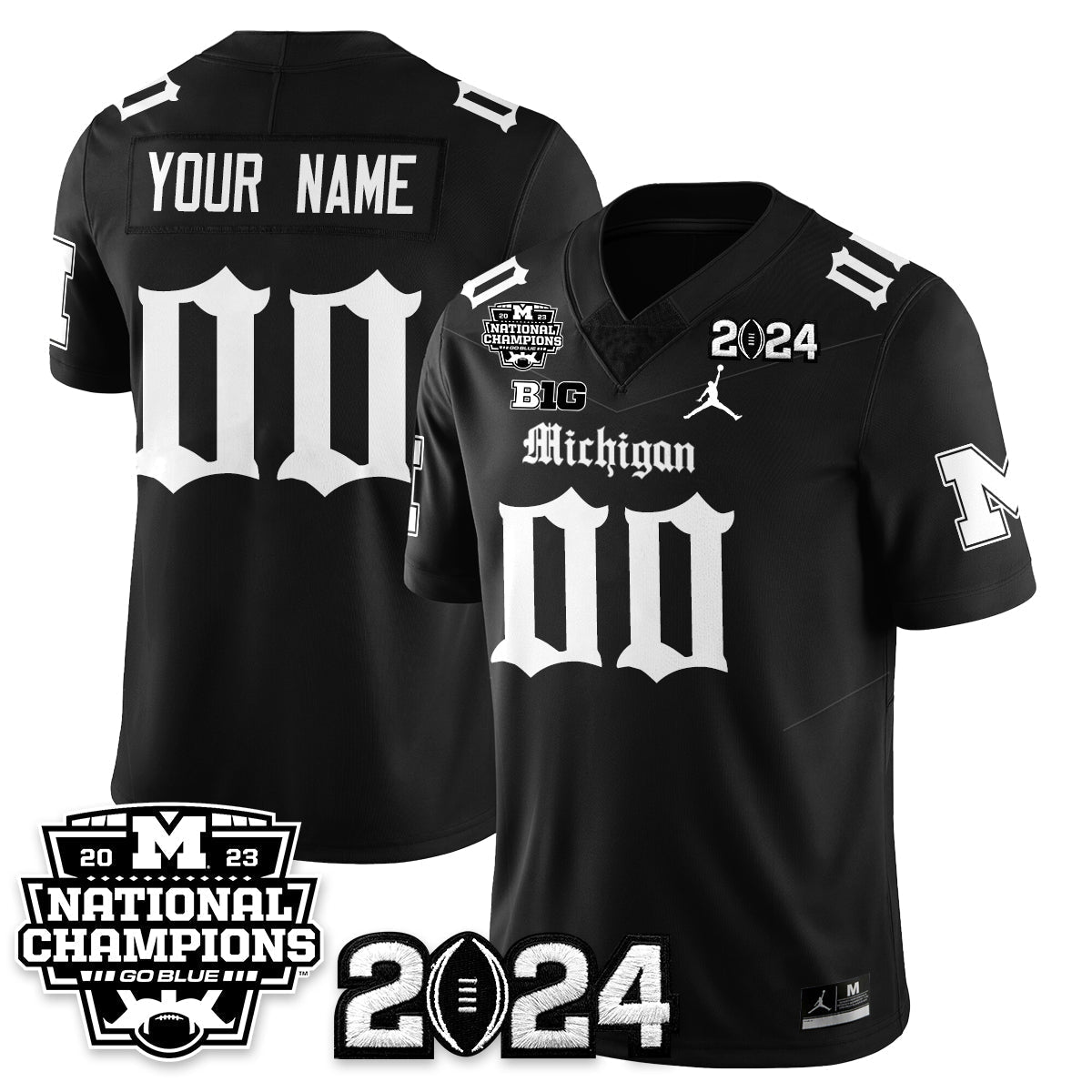 Michigan Wolverines Gothic 2023 National Champions Vapor Limited Football Jersey-Cuztomshoes