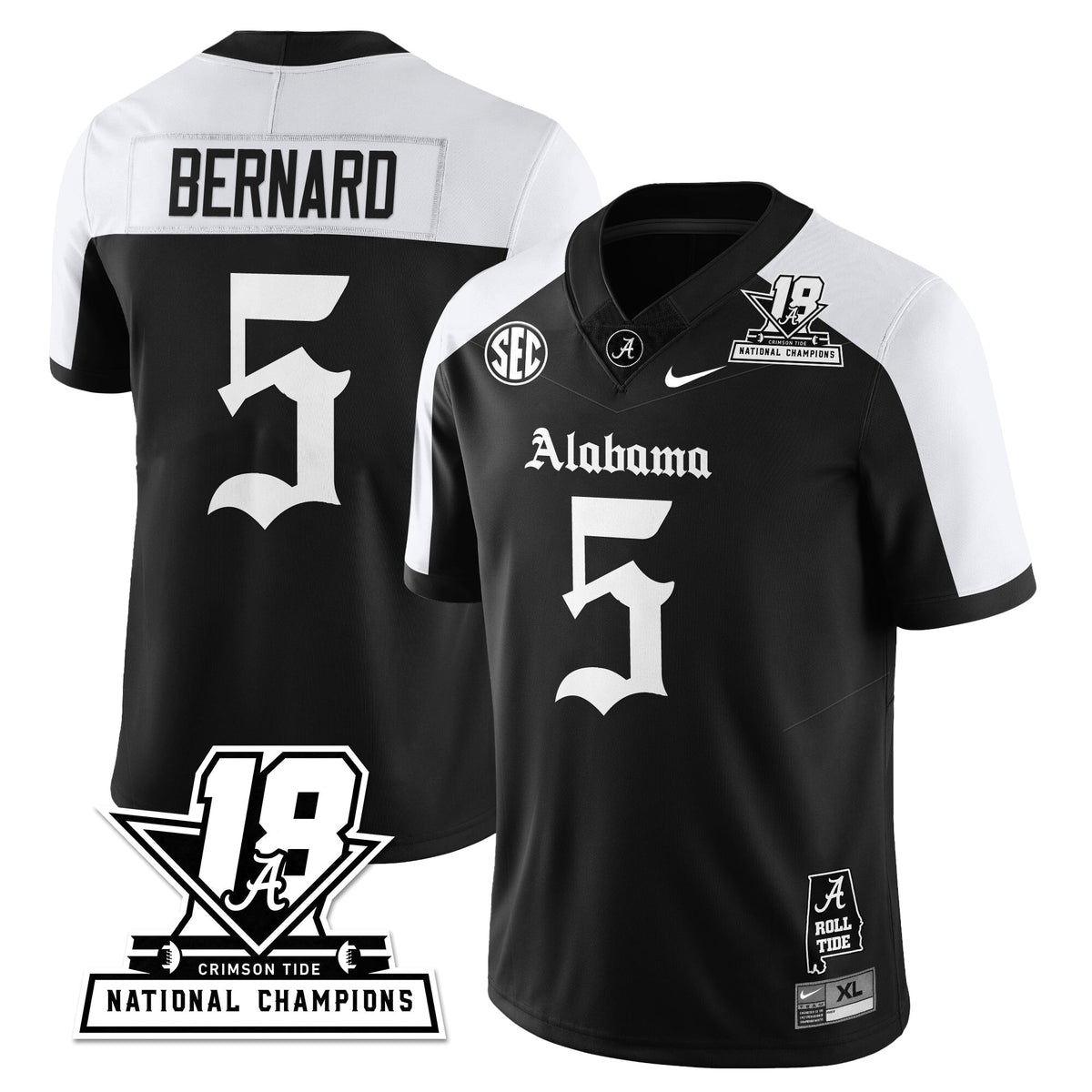 Alabama Crimson Tide 18x-Time National Champions Gothic Vapor Limited Jersey-Cuztomshoes