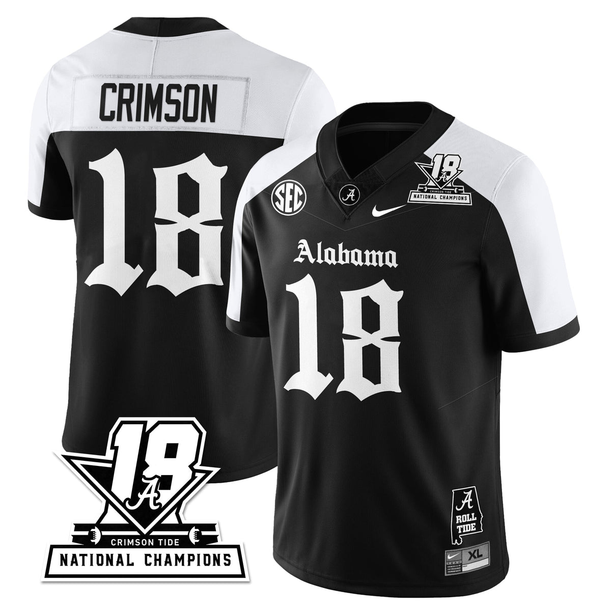 Alabama Crimson Tide 18x-Time National Champions Gothic Vapor Limited Jersey-Cuztomshoes