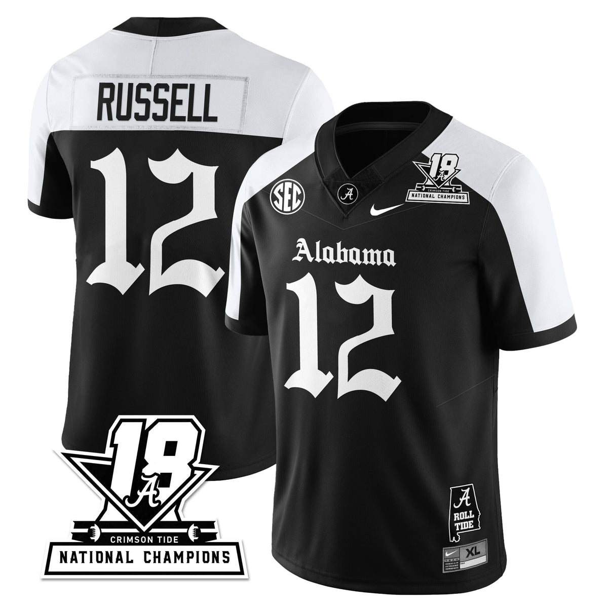 Alabama Crimson Tide 18x-Time National Champions Gothic Vapor Limited Jersey-Cuztomshoes