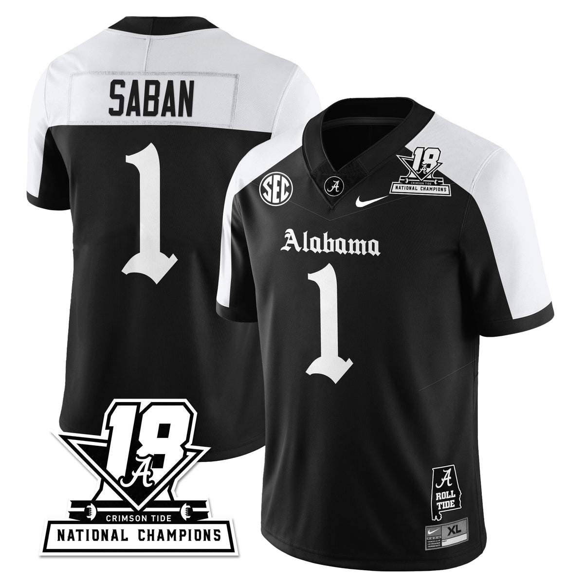 Alabama Crimson Tide 18x-Time National Champions Gothic Vapor Limited Jersey-Cuztomshoes