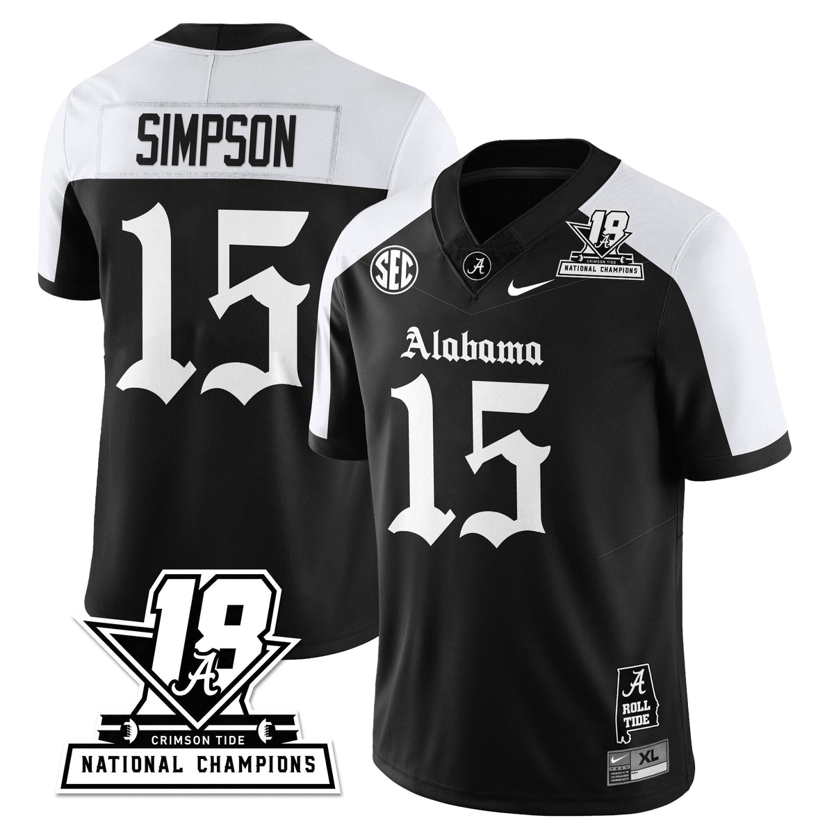 Alabama Crimson Tide 18x-Time National Champions Gothic Vapor Limited Jersey-Cuztomshoes