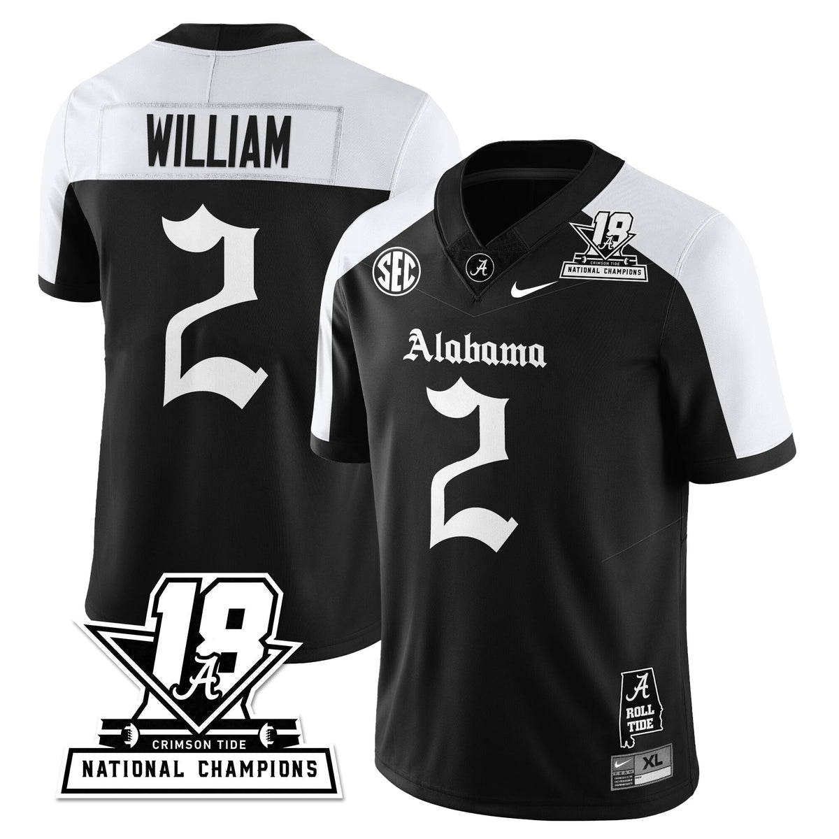 Alabama Crimson Tide 18x-Time National Champions Gothic Vapor Limited Jersey-Cuztomshoes