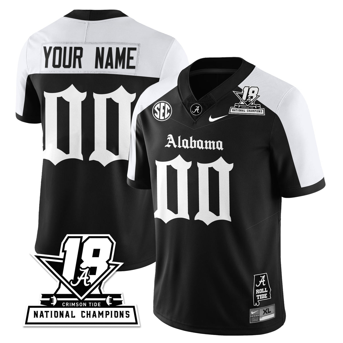 Alabama Crimson Tide 18x-Time National Champions Gothic Vapor Limited Custom Jersey