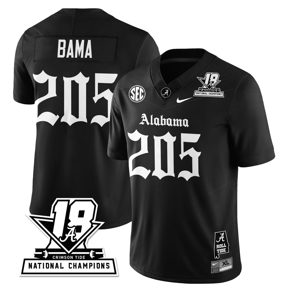 Alabama Crimson Tide 18x-Time National Champions Gothic Vapor Limited Jersey-Cuztomshoes
