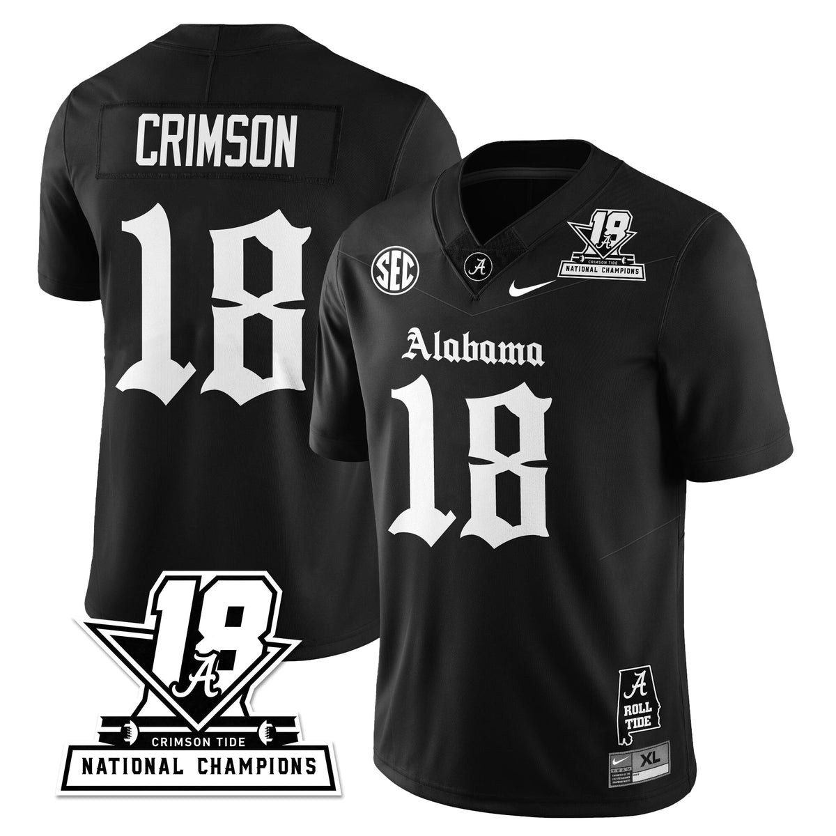 Alabama Crimson Tide 18x-Time National Champions Gothic Vapor Limited Jersey-Cuztomshoes