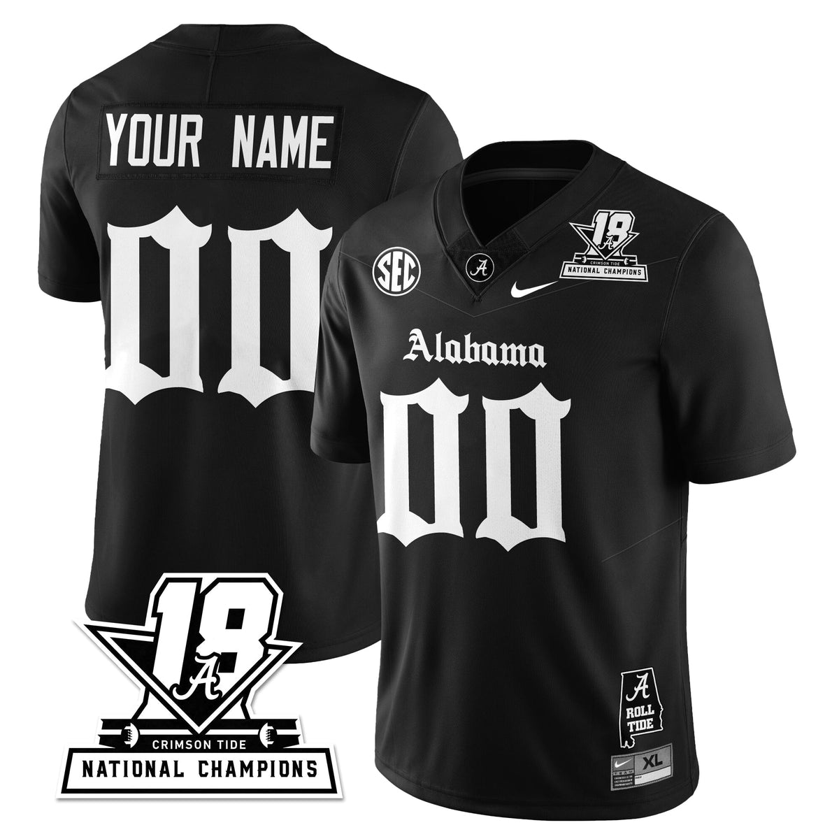 Alabama Crimson Tide 18x-Time National Champions Gothic Vapor Limited Custom Jersey