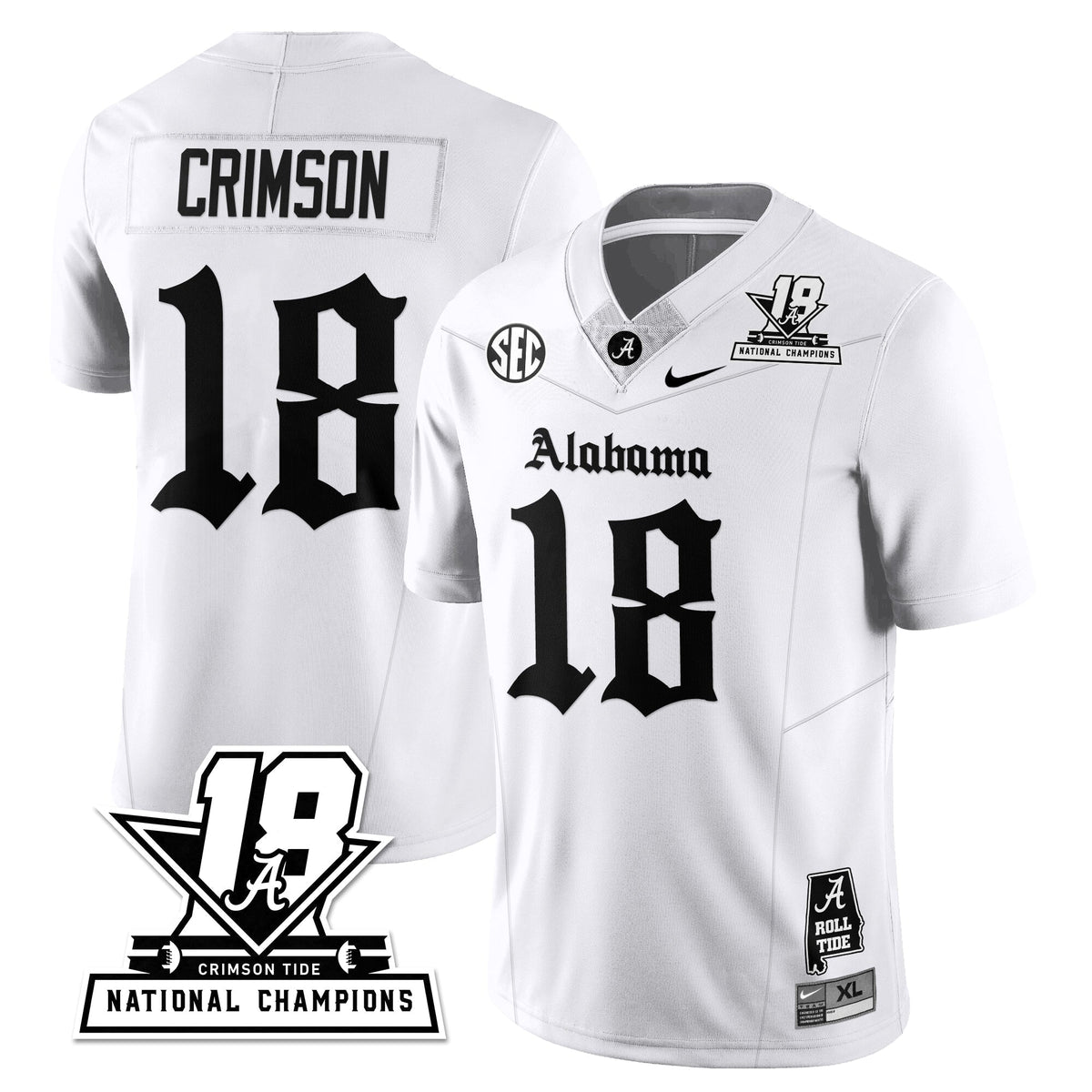 Alabama Crimson Tide 18x-Time National Champions Gothic Vapor Limited Jersey-Cuztomshoes