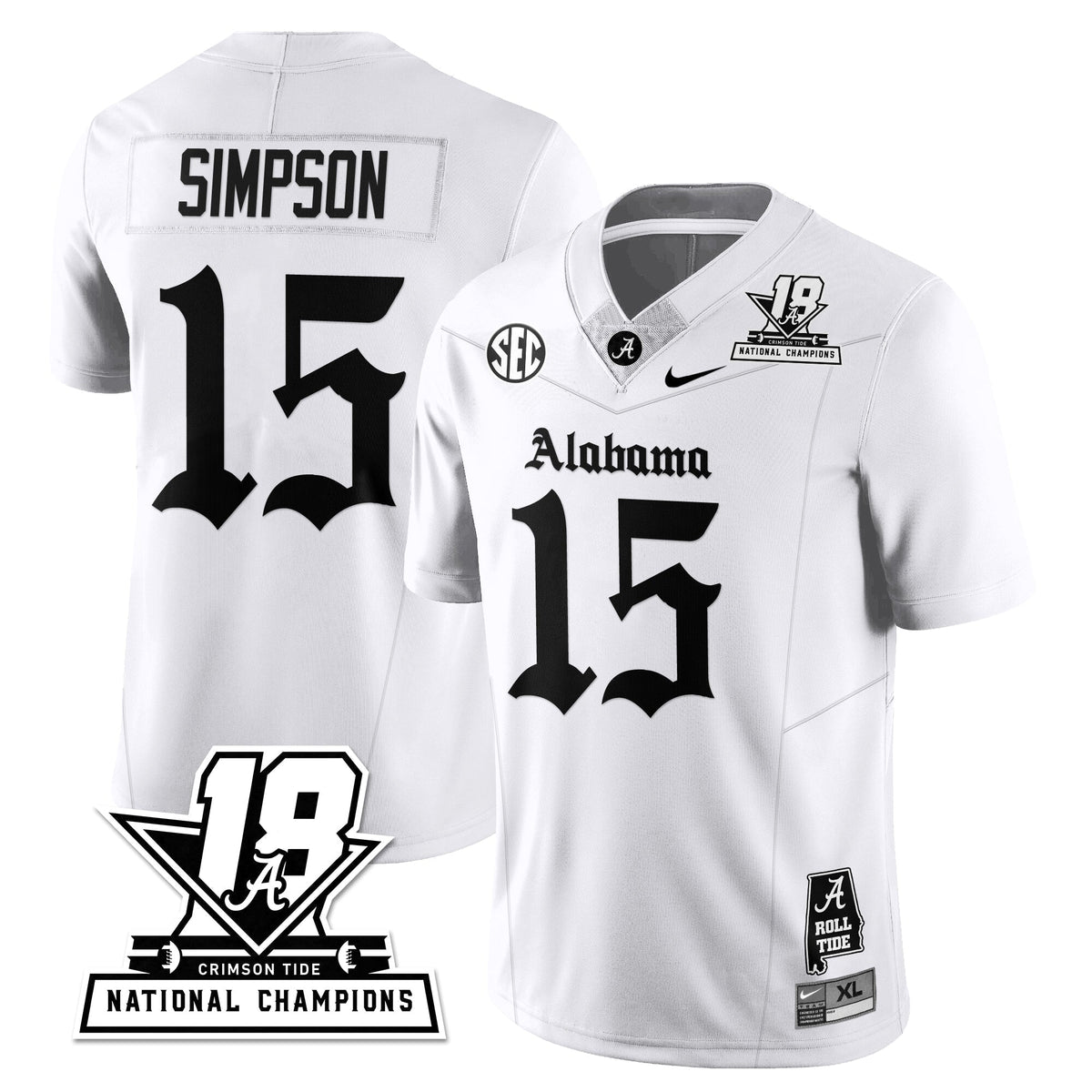 Alabama Crimson Tide 18x-Time National Champions Gothic Vapor Limited Jersey-Cuztomshoes