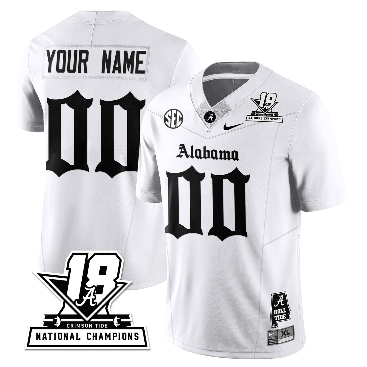 Alabama Crimson Tide 18x-Time National Champions Gothic Vapor Limited Custom Jersey