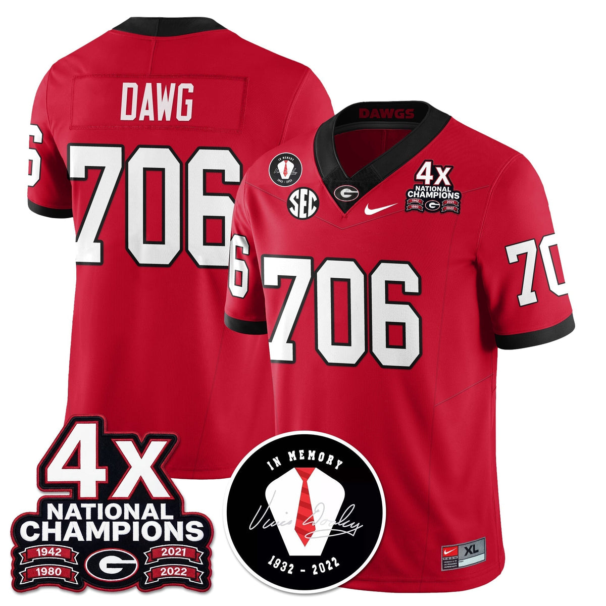 Georgia Bulldogs 4x-Time National Champions Vapor Limited Jersey