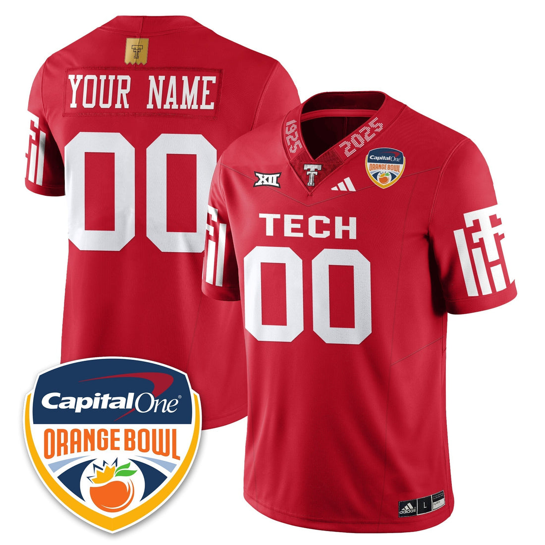 Custom TTU Vapor Limited Football Jersey - Orange Bowl - Stitched-Cuztomshoes