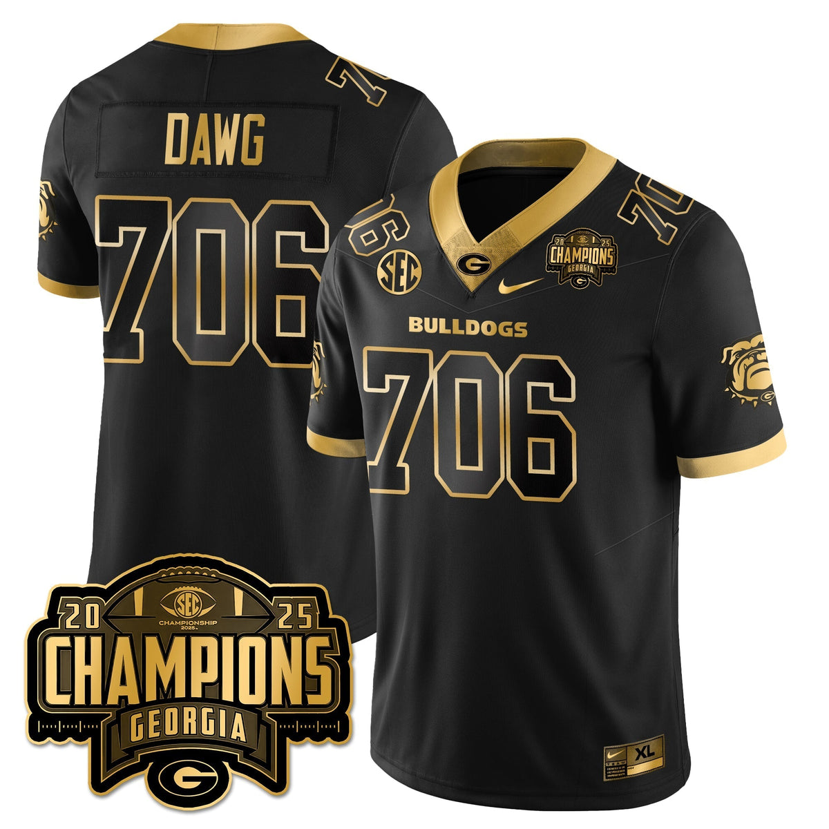 Georgia Bulldogs Vapor Limited Gold Jersey - SEC Football Champions