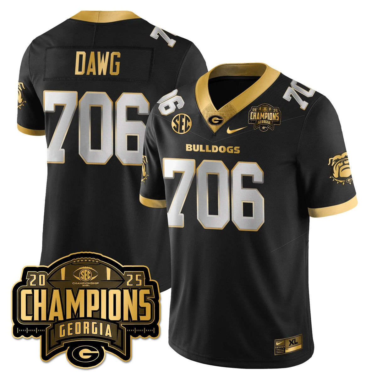 Georgia Bulldogs Vapor Limited Gold Jersey - SEC Football Champions
