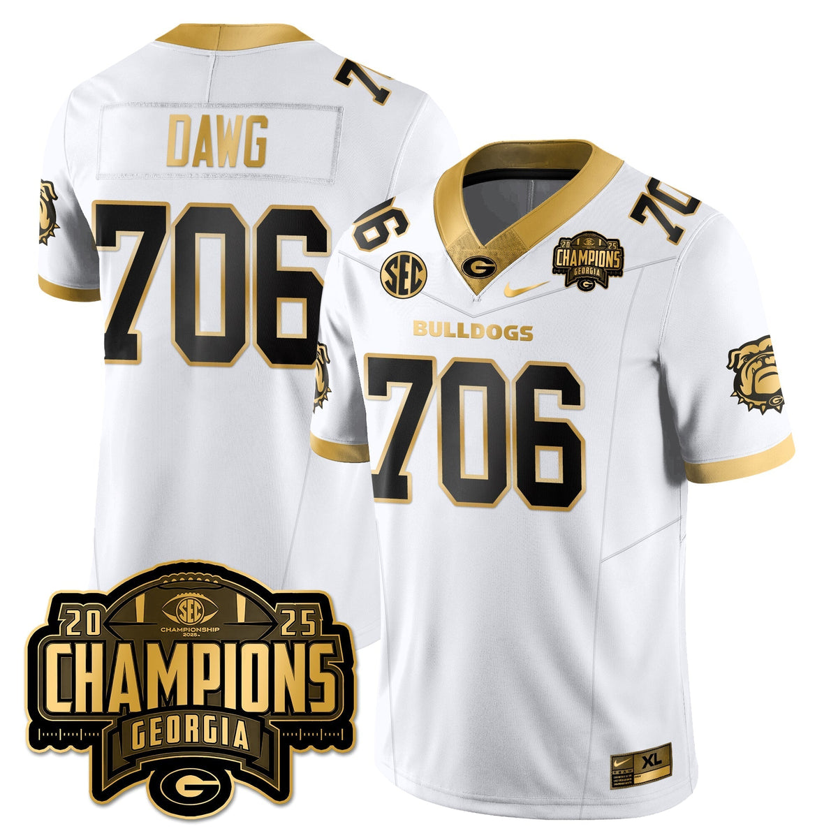 Georgia Bulldogs Vapor Limited Gold Jersey - SEC Football Champions