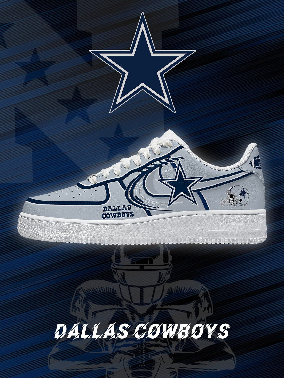 Dallas Custom Low-top Sneakers For Football Fans-Cuztomshoes
