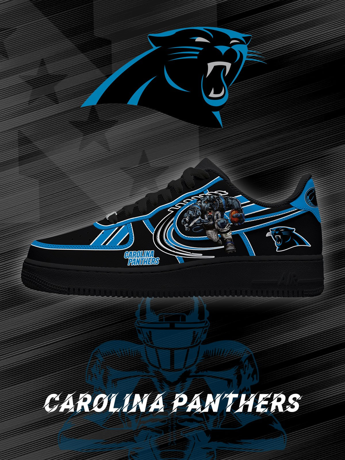 Carolina Custom Low-top Sneakers For Football Fans-Cuztomshoes