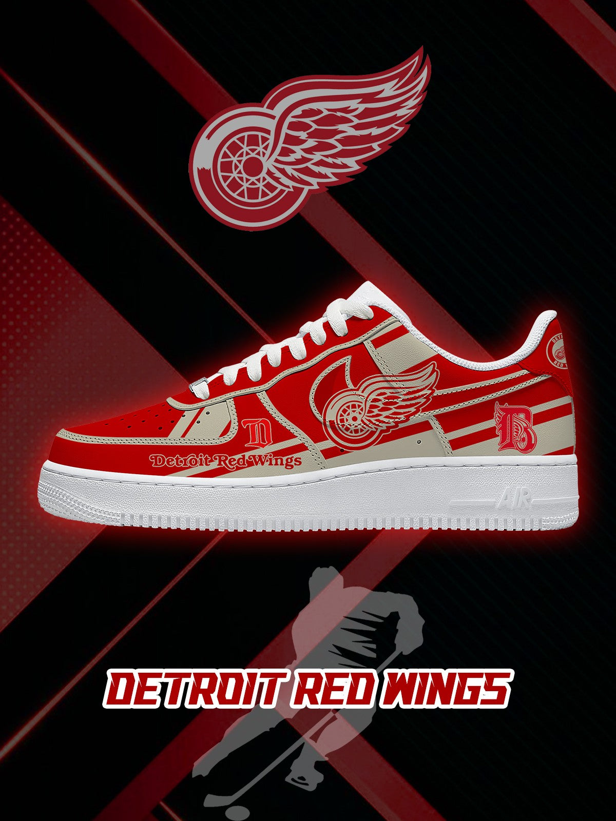 Detroit Hockey V.2 Custom Low-top Sneakers For Fans