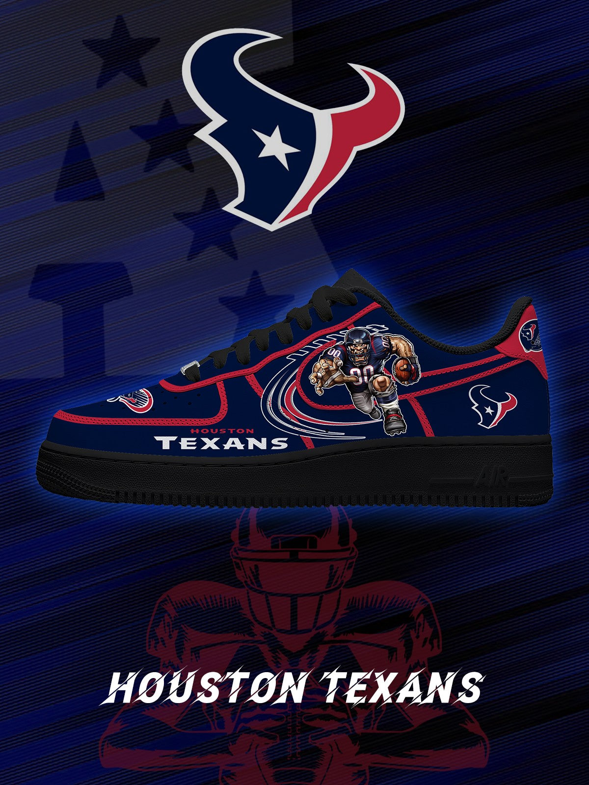 Houston Custom Low-top Sneakers For Football Fans