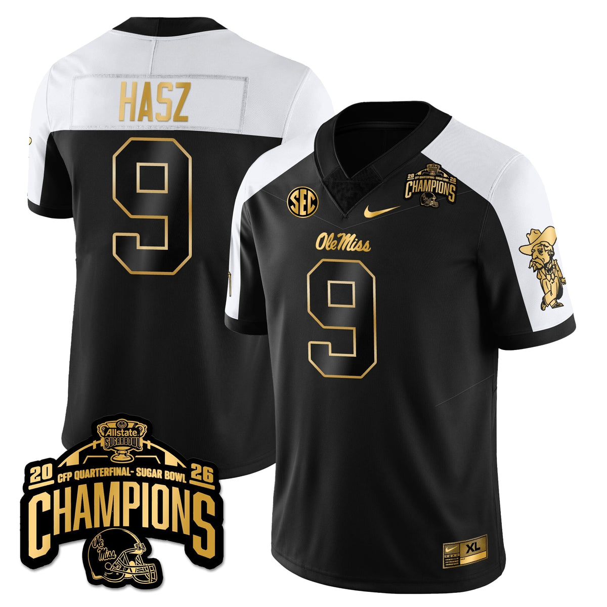 Ole Miss Rebels Football Vapor Limited Gold Jersey - Allstate Sugar Bowl Champions