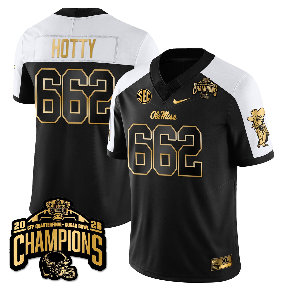 Ole Miss Rebels Football Vapor Limited Gold Jersey - Allstate Sugar Bowl Champions