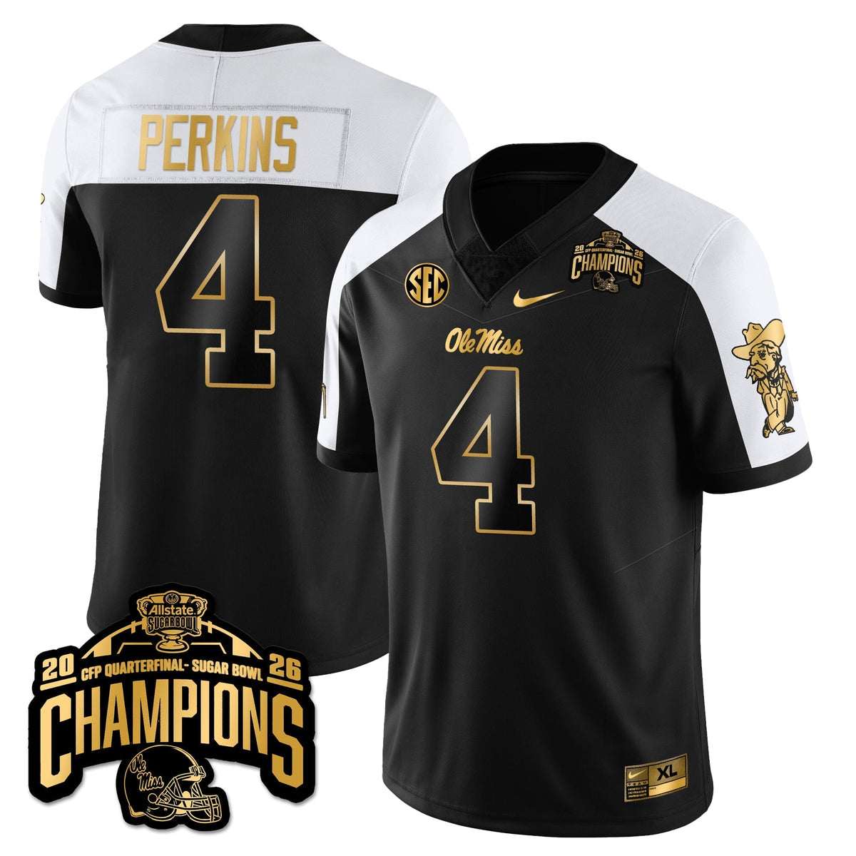 Ole Miss Rebels Football Vapor Limited Gold Jersey - Allstate Sugar Bowl Champions