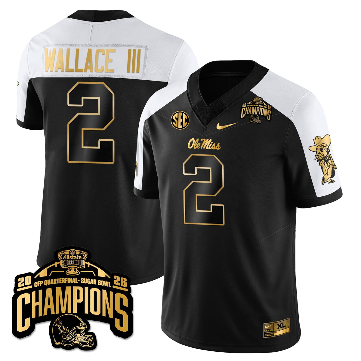 Ole Miss Rebels Football Vapor Limited Gold Jersey - Allstate Sugar Bowl Champions