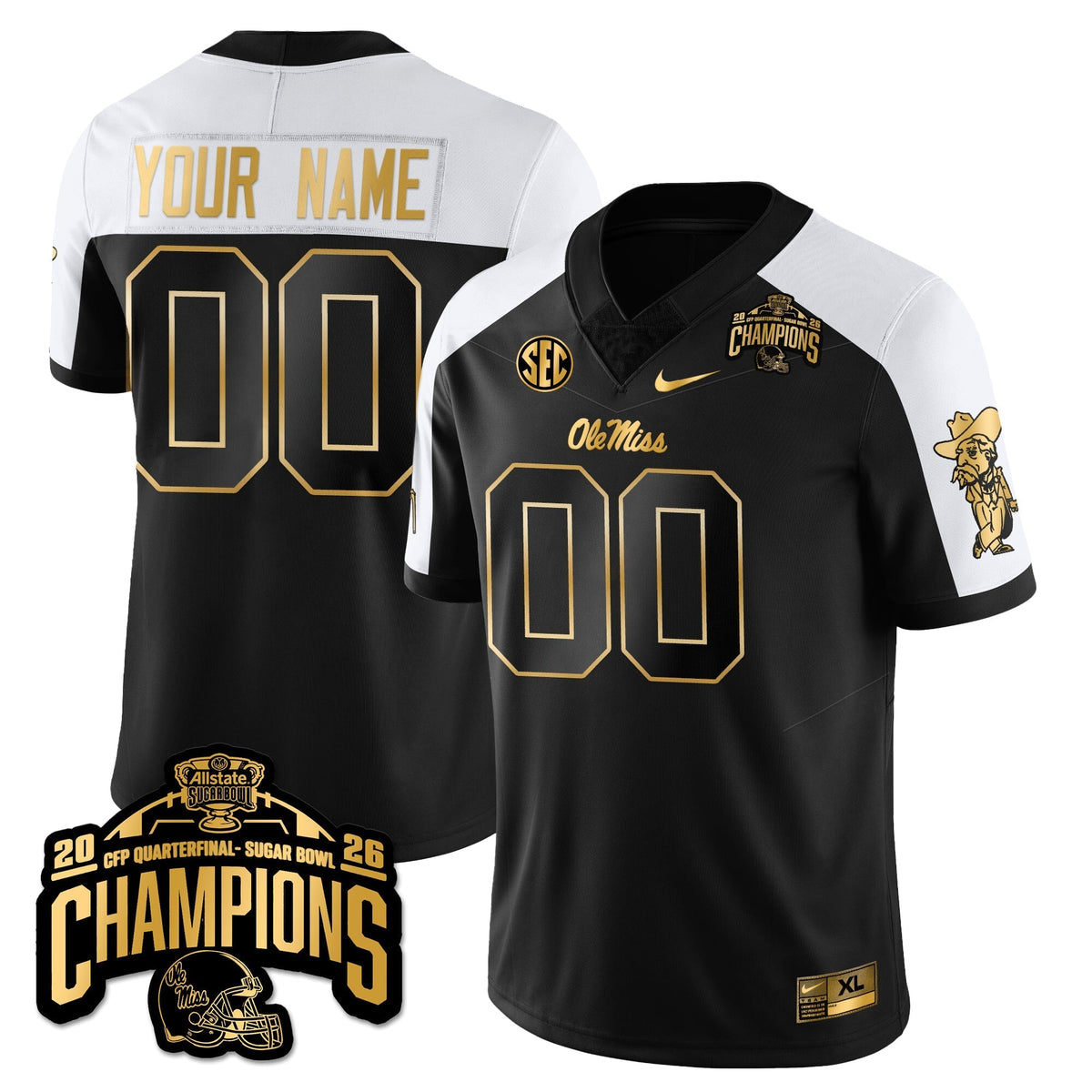 Custom OMB Football Vapor Limited Gold Jersey - Allstate Sugar Bowl Champions-Cuztomshoes