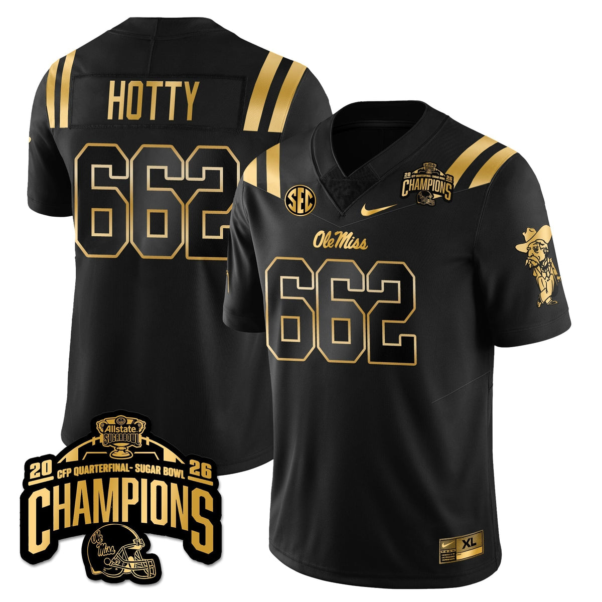 Ole Miss Rebels Football Vapor Limited Gold Jersey - Allstate Sugar Bowl Champions