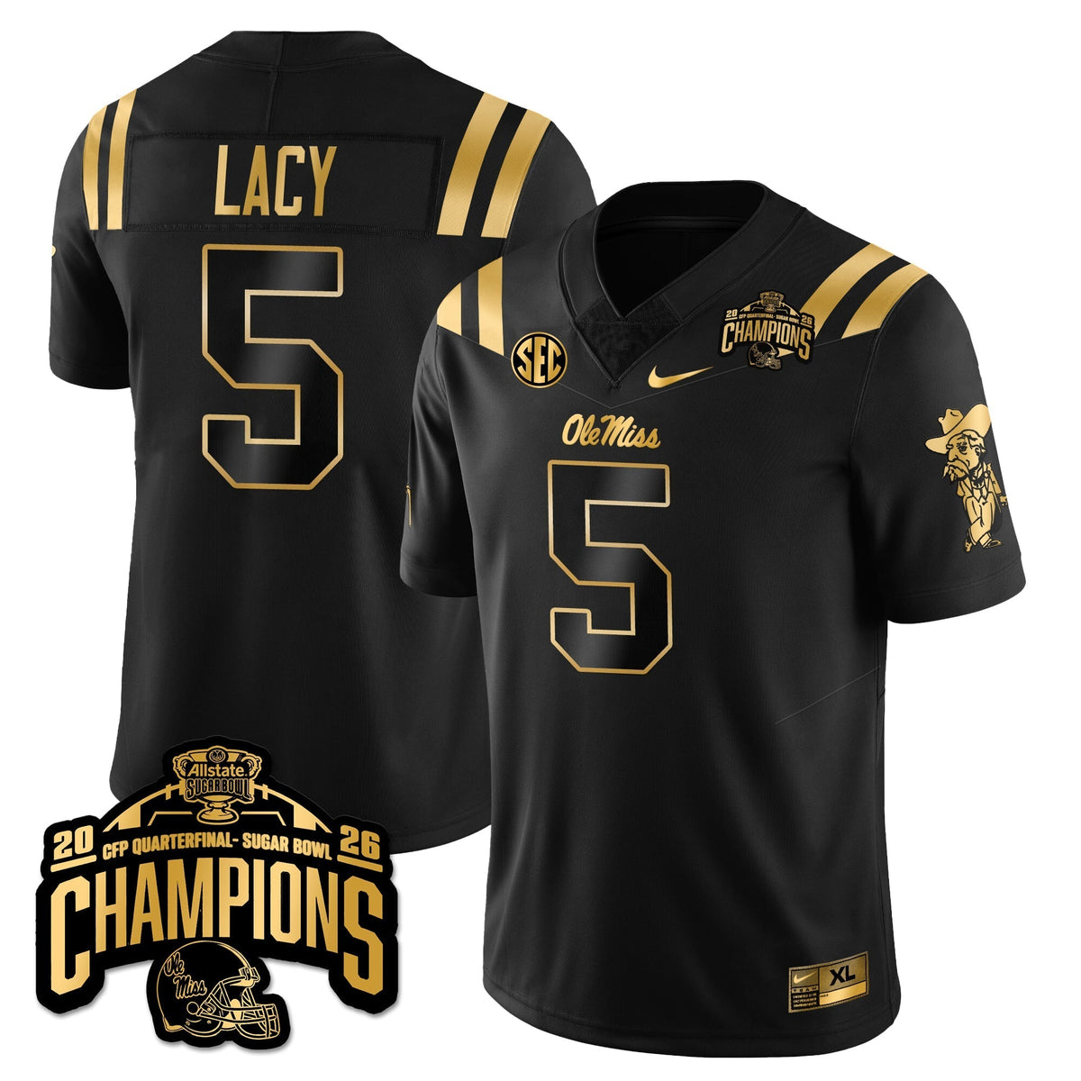 Ole Miss Rebels Football Vapor Limited Gold Jersey - Allstate Sugar Bowl Champions