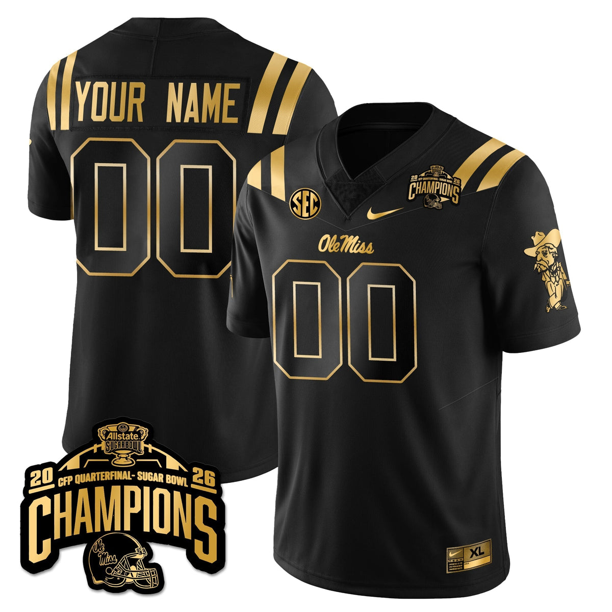 Custom OMB Football Vapor Limited Gold Jersey - Allstate Sugar Bowl Champions-Cuztomshoes