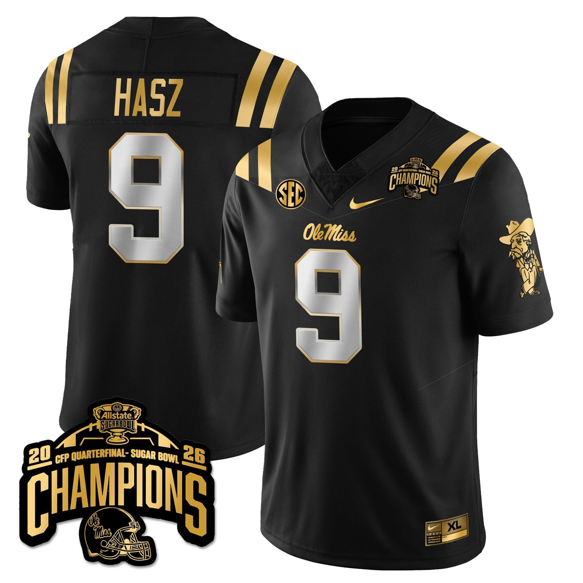 Ole Miss Rebels Football Vapor Limited Gold Jersey - Allstate Sugar Bowl Champions