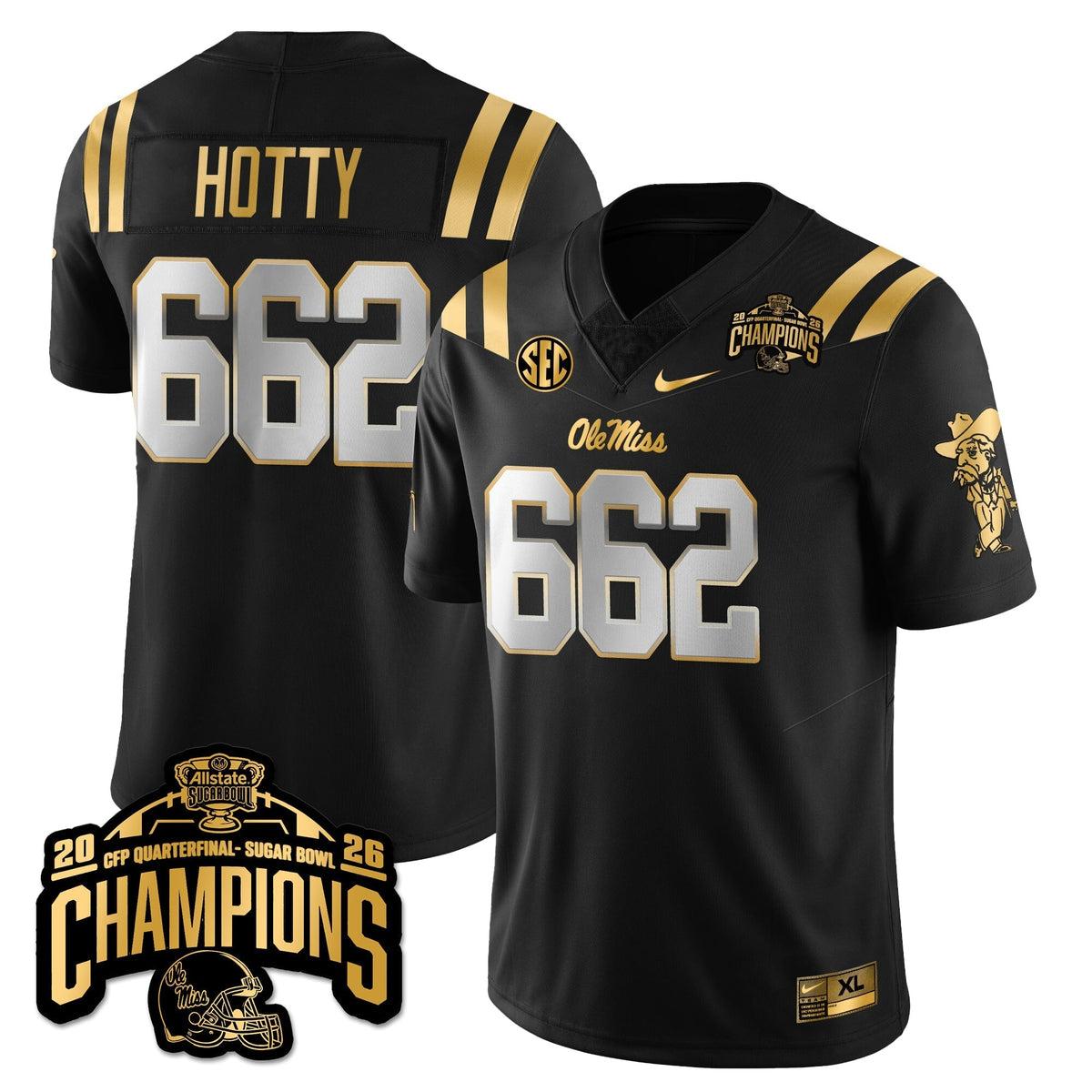 Ole Miss Rebels Football Vapor Limited Gold Jersey - Allstate Sugar Bowl Champions