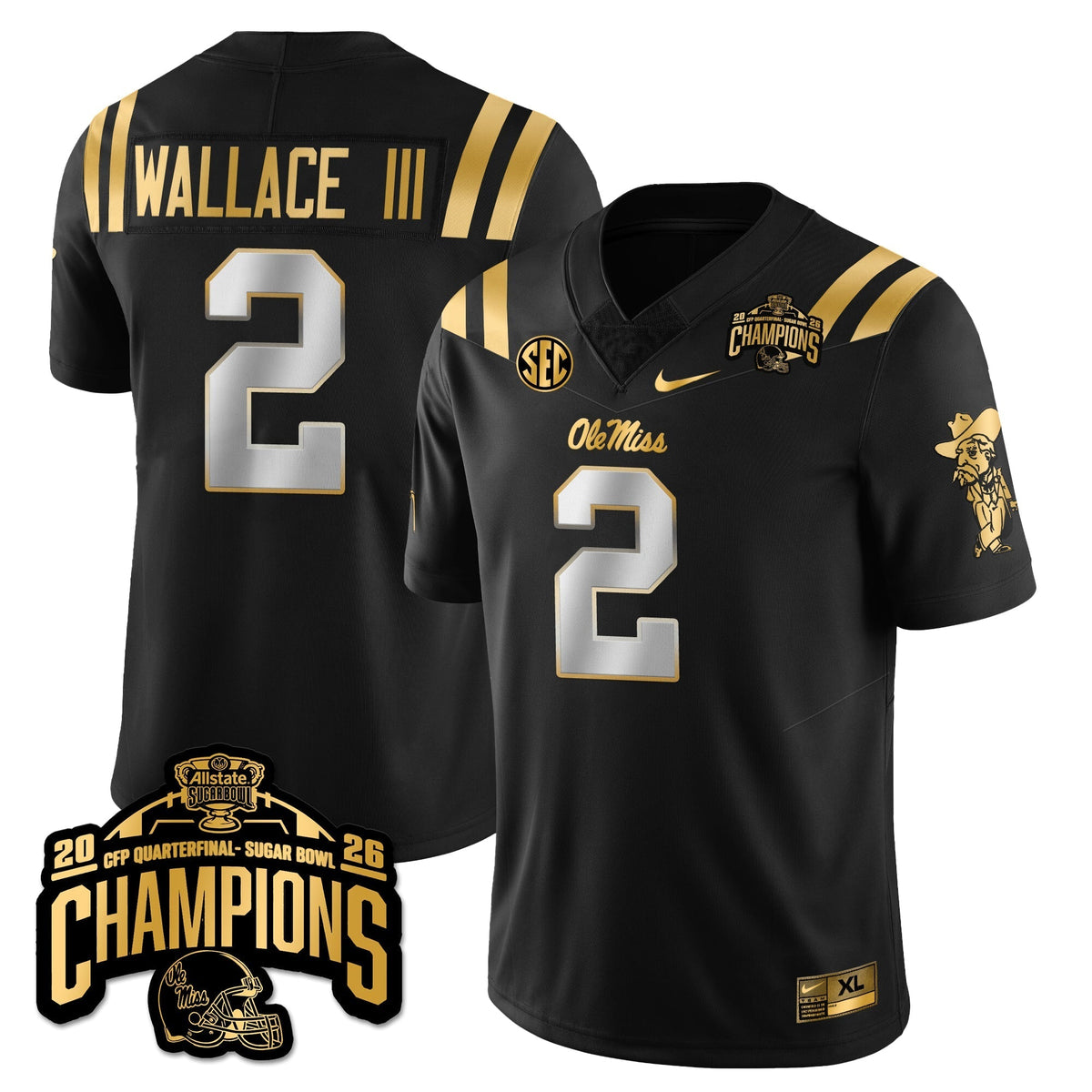 Ole Miss Rebels Football Vapor Limited Gold Jersey - Allstate Sugar Bowl Champions