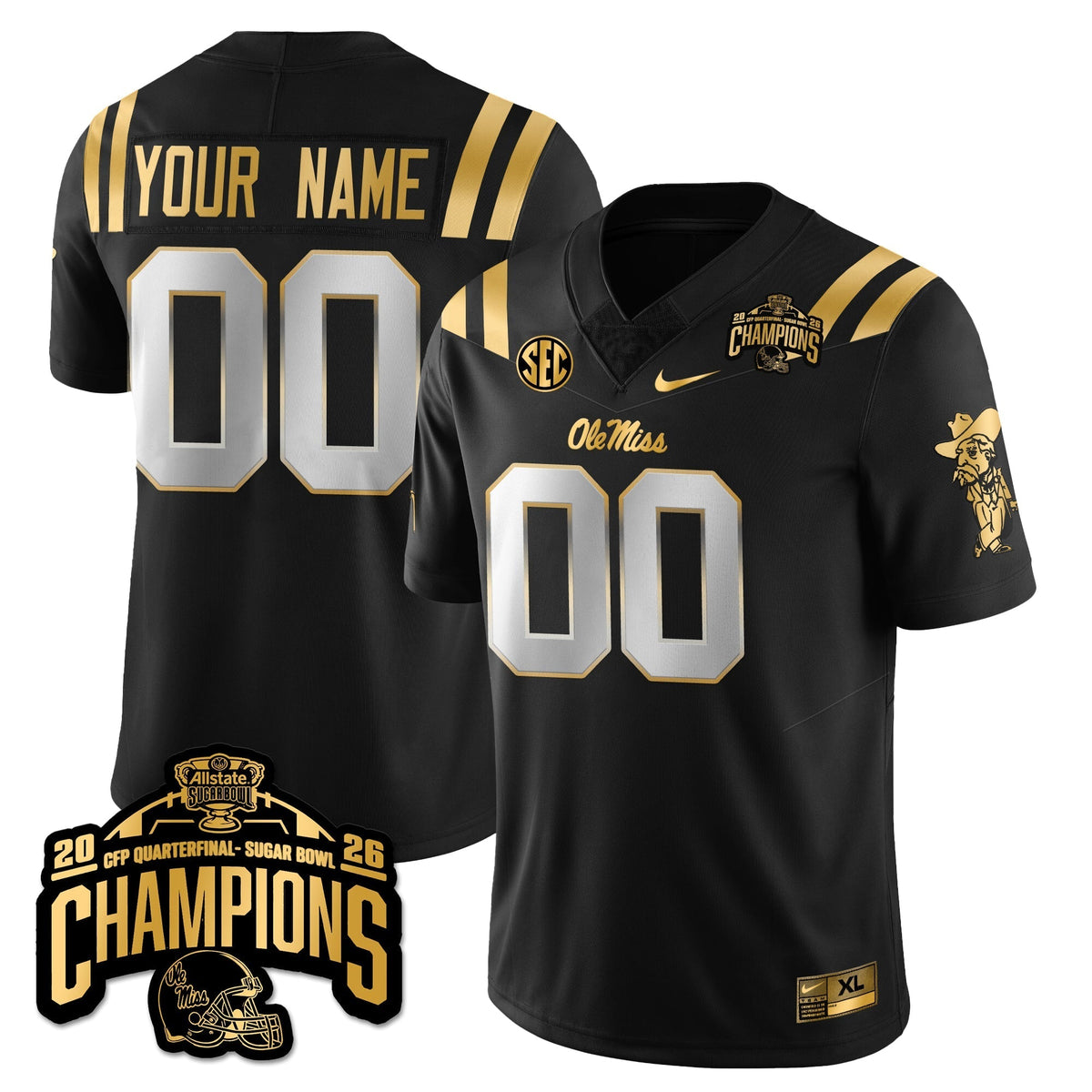 Custom OMB Football Vapor Limited Gold Jersey - Allstate Sugar Bowl Champions-Cuztomshoes