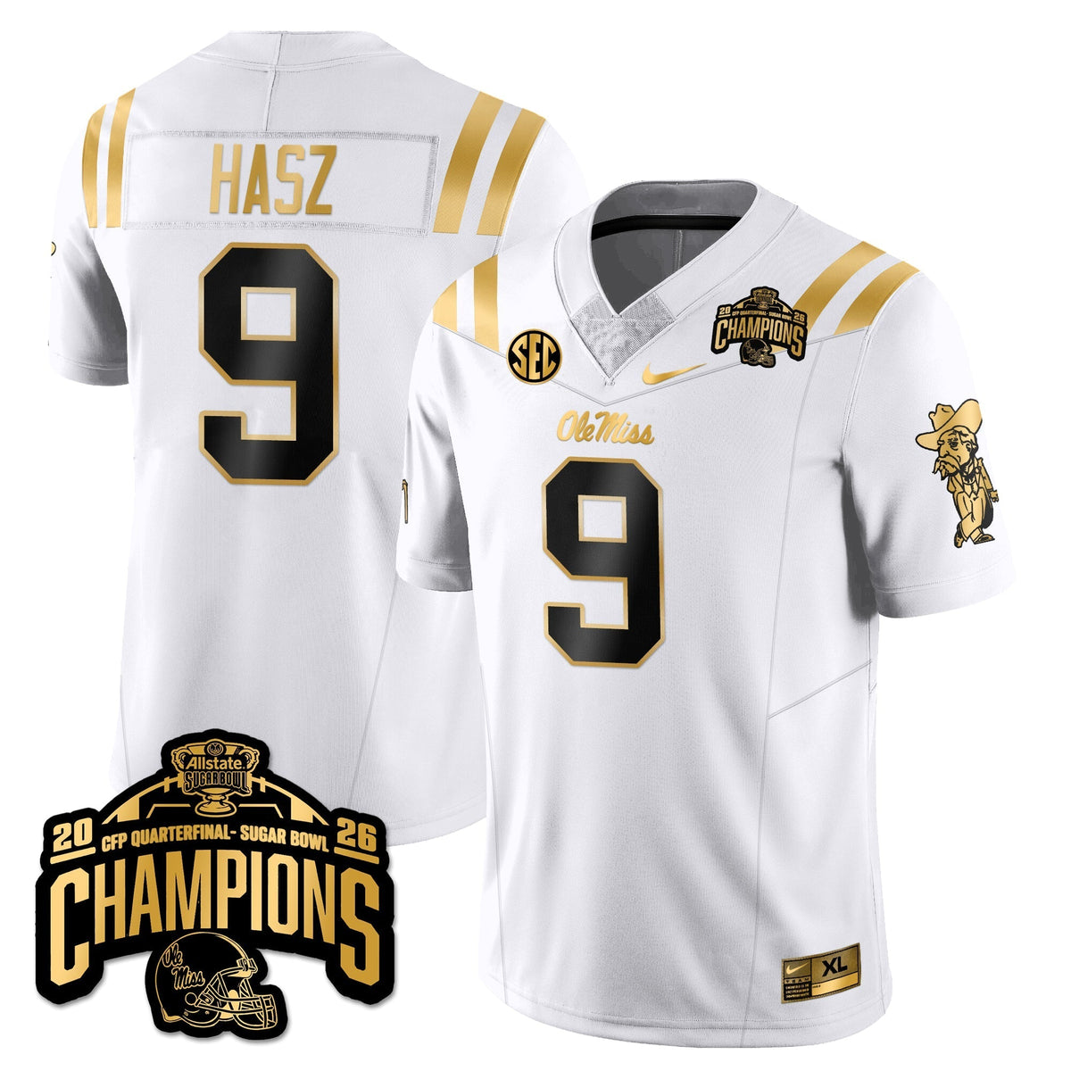 Ole Miss Rebels Football Vapor Limited Gold Jersey - Allstate Sugar Bowl Champions