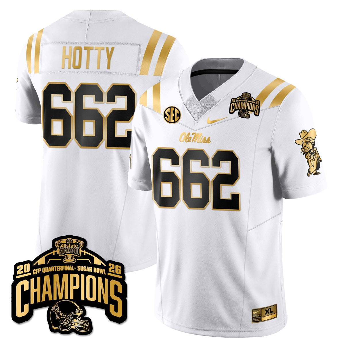 Ole Miss Rebels Football Vapor Limited Gold Jersey - Allstate Sugar Bowl Champions