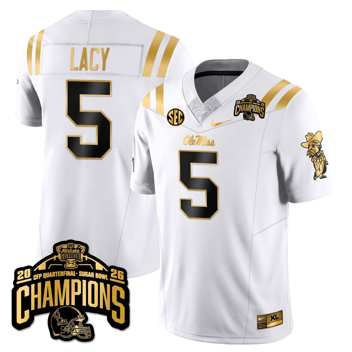 Ole Miss Rebels Football Vapor Limited Gold Jersey - Allstate Sugar Bowl Champions