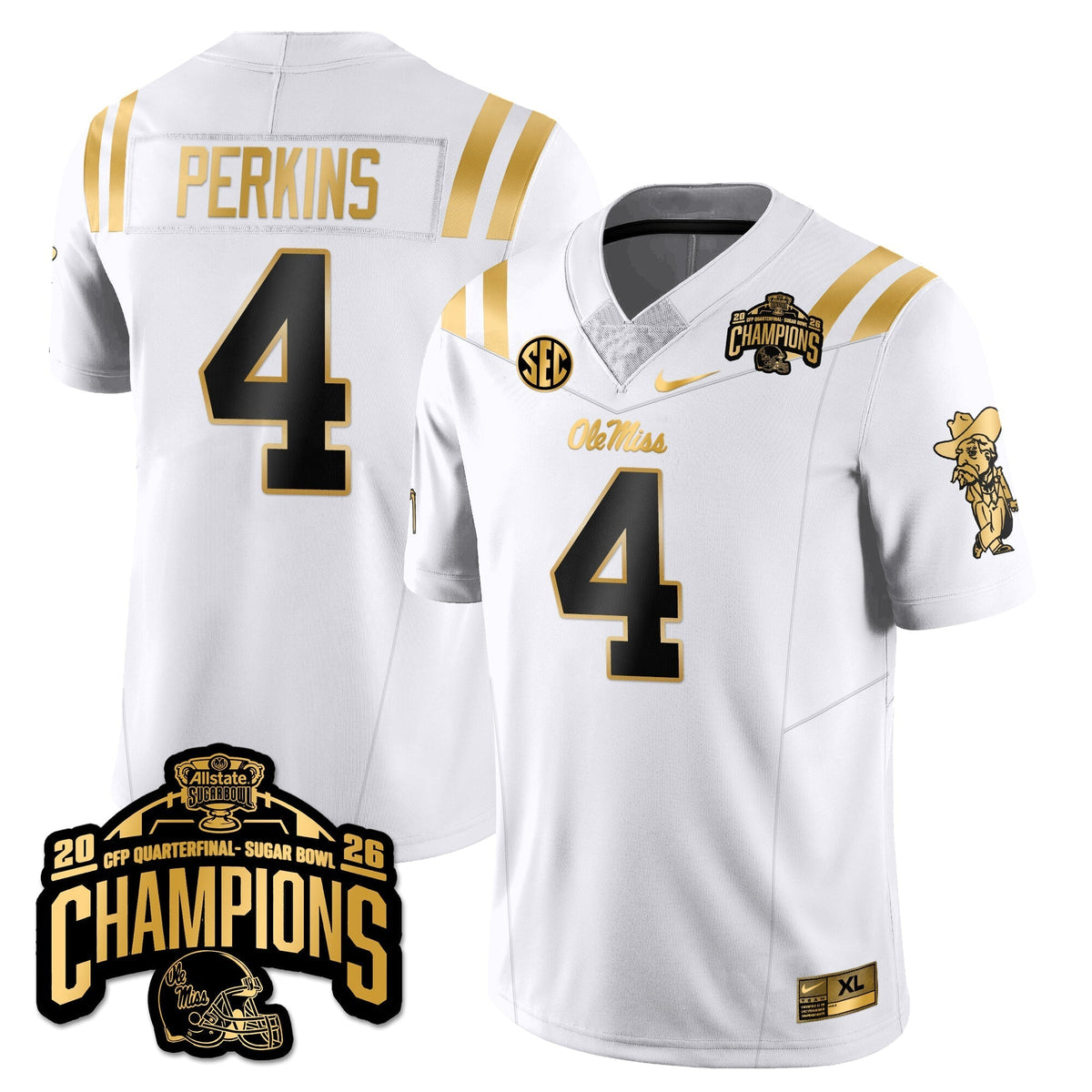 Ole Miss Rebels Football Vapor Limited Gold Jersey - Allstate Sugar Bowl Champions