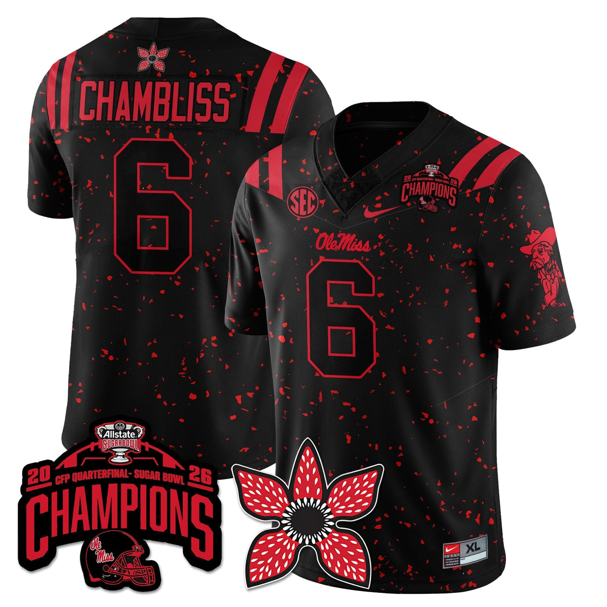 Ole Miss Rebels Football Stranger Things Vapor Limited Jersey - Allstate Sugar Bowl Champions