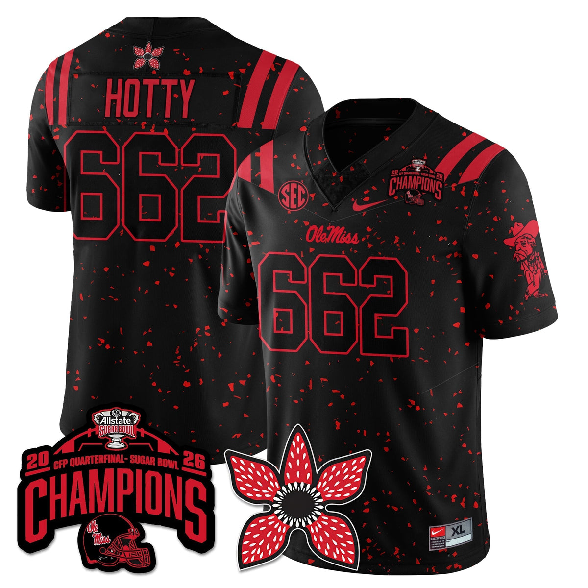 Ole Miss Rebels Football Stranger Things Vapor Limited Jersey - Allstate Sugar Bowl Champions