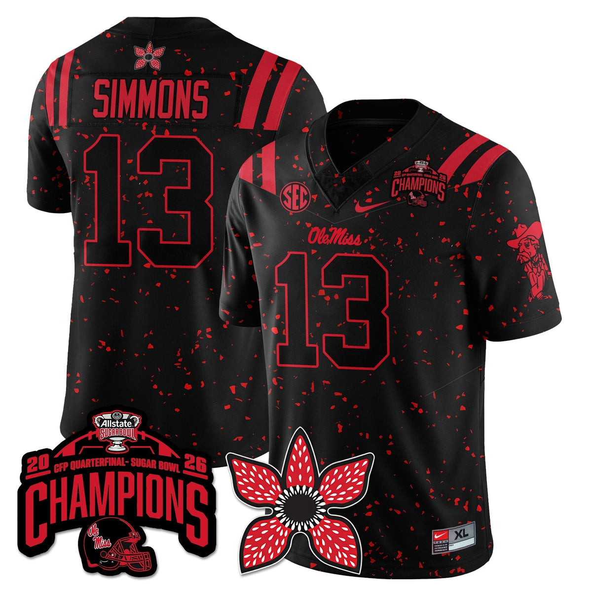 Ole Miss Rebels Football Stranger Things Vapor Limited Jersey - Allstate Sugar Bowl Champions