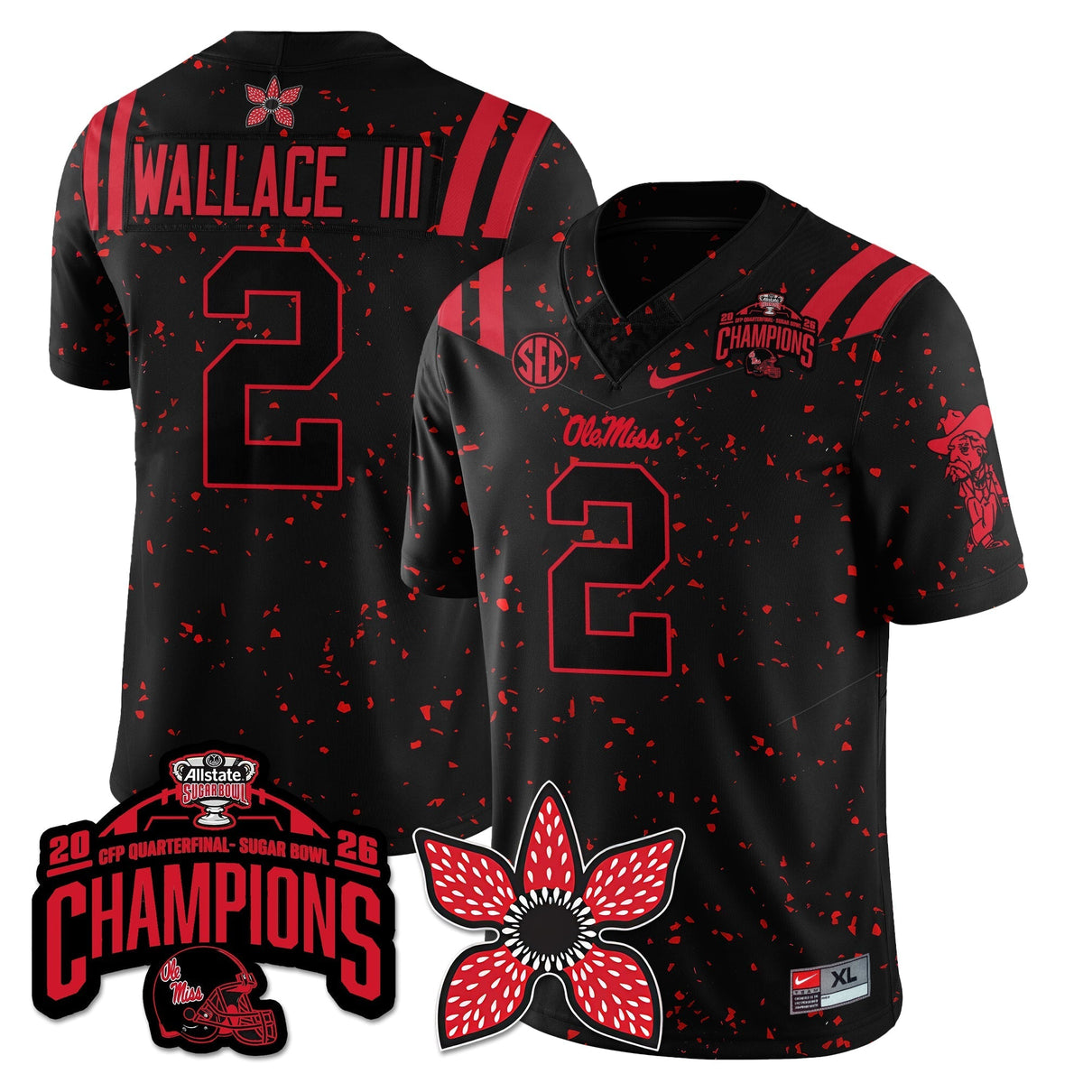 Ole Miss Rebels Football Stranger Things Vapor Limited Jersey - Allstate Sugar Bowl Champions